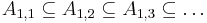 A_{1,1}\subseteq A_{1,2}\subseteq A_{1,3}\subseteq\dots