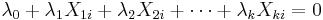 
\lambda_0 %2B \lambda_1 X_{1i} %2B \lambda_2 X_{2i} %2B \cdots %2B \lambda_k X_{ki} = 0
