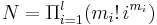 N=\Pi_{i=1}^l(m_i!\,i^{m_i})