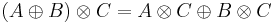  (A \oplus B) \otimes C = A \otimes C \oplus B \otimes C 