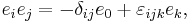 e_i e_j = - \delta_{ij}e_0 %2B \varepsilon _{ijk} e_k,\, 