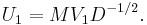 U_1 = M V_1 D^{-1/2}.\!