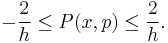  -\frac 2 h \leq P(x,p)  \leq \frac 2 h.