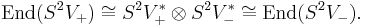  \mathrm{End}(S^2V_%2B) \cong S^2V_%2B^* \otimes S^2V_-^*\cong \mathrm{End}(S^2V_-).