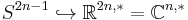 S^{2n-1}\hookrightarrow {\Bbb R}^{2n, *}={\Bbb C}^{n, *}