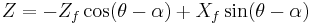 Z=-Z_f\cos(\theta-\alpha)%2BX_f\sin(\theta-\alpha)