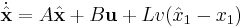 \dot{\hat{\mathbf{x}}} = A \hat{\mathbf{x}} %2B B \mathbf{u} %2B L v(\hat{x}_1 - x_1)