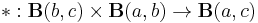 *:\mathbf{B}(b,c)\times\mathbf{B}(a,b)\to\mathbf{B}(a,c)