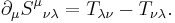 \partial_\mu {S^\mu}_{\nu\lambda}=T_{\lambda\nu}-T_{\nu\lambda}.