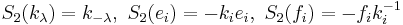 S_2(k_{\lambda}) = k_{-\lambda},\ S_2(e_i) = - k_i e_i,\ S_2(f_i) = - f_i k_i^{-1}