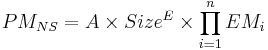 PM_{NS}=A \times Size^E \times \prod^n_{i=1} EM_i