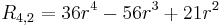 R_{4,2} = 36 r^4-56 r^3%2B21 r^2