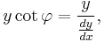 y\cot\varphi=\frac{y}{\tfrac{dy}{dx}},