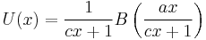 U(x) = \frac{1}{cx%2B1} B\left(\frac{ax}{cx%2B1}\right)