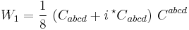 W_1 = \frac{1}{8} \, \left( C_{abcd} %2B i \, {{}^\star C}_{abcd} \right) \, C^{abcd}