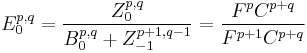 E_0^{p,q} = \frac{Z_0^{p,q}}{B_0^{p,q} %2B Z_{-1}^{p%2B1,q-1}} = \frac{F^p C^{p%2Bq}}{F^{p%2B1} C^{p%2Bq}}