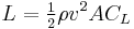 
L = \tfrac12\rho v^2 A C_L
