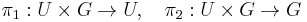 \pi_1:U\times G \to U,\quad \pi_2�: U\times G \to G