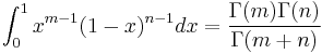 \int_0^1 x^{m-1}(1-x)^{n-1} dx = \frac{\Gamma(m)\Gamma(n)}{\Gamma(m%2Bn)} 