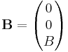 \mathbf{B} = \begin{pmatrix}0\\0\\B\end{pmatrix}