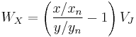 W_X=\left(\frac{x/x_n}{y/y_n}-1\right) V_J