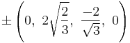 \pm\left(0,\                  2\sqrt{\frac{2}{3}},\ \frac{-2}{\sqrt{3}},\ 0\right)