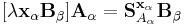 [\lambda \bold{x_\alpha} \bold{B}_\beta] \bold{A}_\alpha 
= \bold{S}^{\bold x_\alpha}_{A_\alpha}\bold{B}_\beta