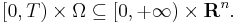 [0, T) \times \Omega \subseteq [0, %2B \infty) \times \mathbf{R}^{n}.