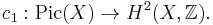 c_1�: \mathrm{Pic}(X) \to H^2(X,\mathbb Z).