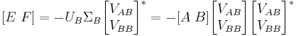 [E\; F] = -U_B\Sigma_B \begin{bmatrix}V_{AB}\\V_{BB}\end{bmatrix}^*= -[A\; B] \begin{bmatrix}V_{AB}\\V_{BB}\end{bmatrix}\begin{bmatrix}V_{AB}\\ V_{BB}\end{bmatrix}^*