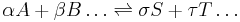  \alpha A %2B \beta B \dots \rightleftharpoons \sigma S %2B \tau T \dots