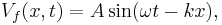 V_f(x,t) = A \sin (\omega t - kx),\,