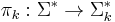 \pi_k:\Sigma^*\to\Sigma_k^*