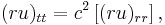  (ru)_{tt} = c^2 \left[(ru)_{rr} \right],\,