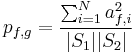 p_{f,g} = \frac{\sum_{i=1}^N a_{f,i}^2}{|S_1| |S_2|}