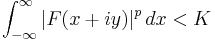 \int_{-\infty}^\infty |F(x%2Biy)|^p\,dx < K 