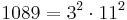 1089 = 3^2 \cdot 11^2