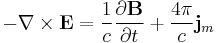 -\nabla \times \mathbf{E} = \frac{1}{c}\frac{\partial \mathbf{B}} {\partial t} %2B  \frac{4 \pi}{c}\mathbf{j}_m