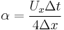  \alpha= \frac{U_x\Delta t}{4 \Delta x}