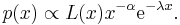 p(x) \propto L(x) x^{-\alpha} \mathrm{e}^{-\lambda x}.