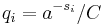 q_i = a^{-s_i}/C