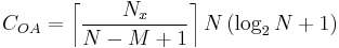 C_{OA}=\left\lceil \frac{N_x}{N-M%2B1}\right\rceil
N\left(\log_2 N%2B1\right)\,