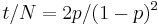 t/N = 2p/(1-p)^2