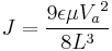 J=\frac{9{\epsilon}{\mu}{V_a}^{2}}{8{L}^3}