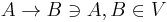 A \rightarrow B \ni A,B \in V