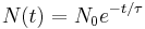 N(t) = N_0 e^{-t/\tau}