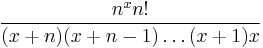 \,\frac{n^xn!}{(x%2Bn)(x%2Bn-1)\ldots(x%2B1)x}\,