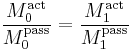 \frac{M_0^\mathrm{act}}{M_0^\mathrm{pass}} = \frac{M_1^\mathrm{act}}{M_1^\mathrm{pass}}