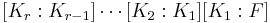 [K_r�: K_{r-1}] \cdots [K_2�: K_1][K_1�: F]