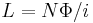 \displaystyle L = N \Phi/i